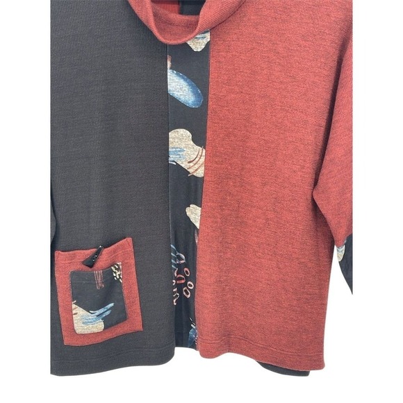 NWT Ali Miles Women's Brown Black Geometric Mock Neck Pullover Sweater 2X Plus - Picture 7 of 12
